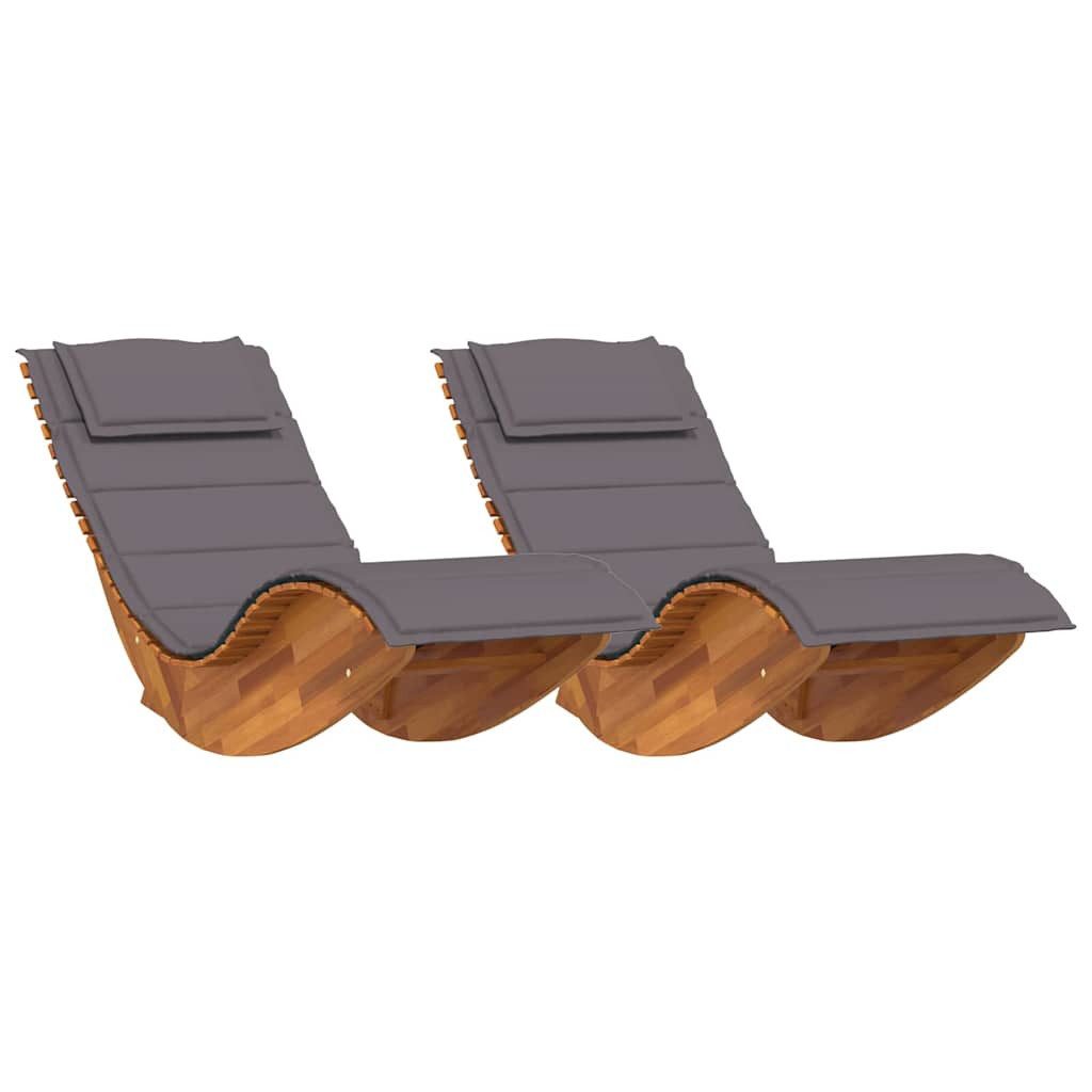 vidaXL Gartenliege Sonnenliege mit Kissen 2-Person 2 pcs Braun Massivholz, 2 St.