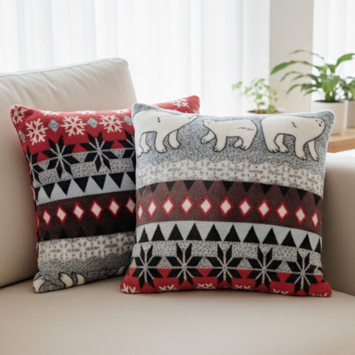 NYVI Dekokissen Dekokissen Kissenbezug CozyBear 40x40 cm für Weihnachten, Super flauschige Flanell Zierkissen Hüllen mit Reißverschluss