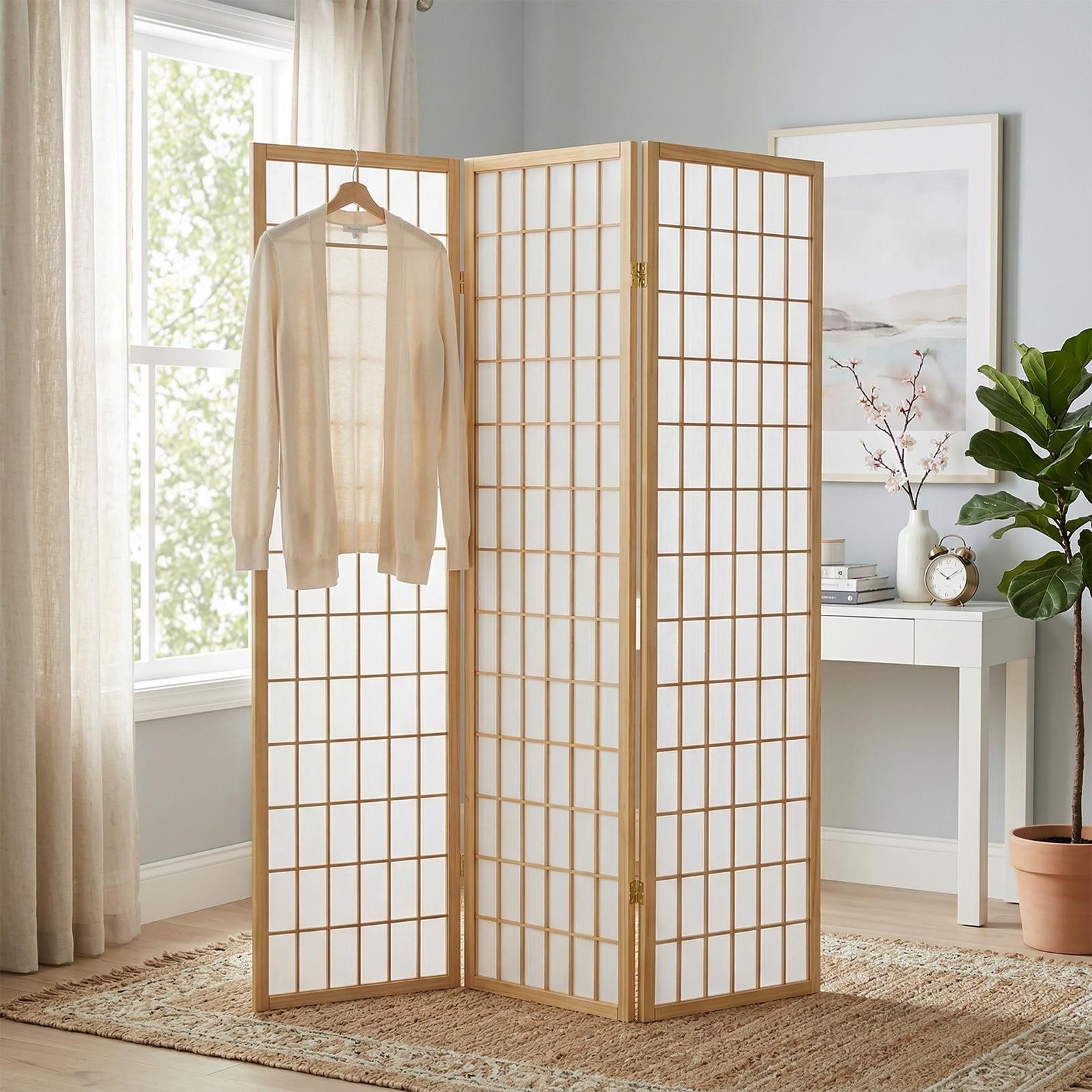 IDIMEX Paravent PARA, Raumteiler mit Holzrahmen und Reispapier japanischer Stil Trennwand