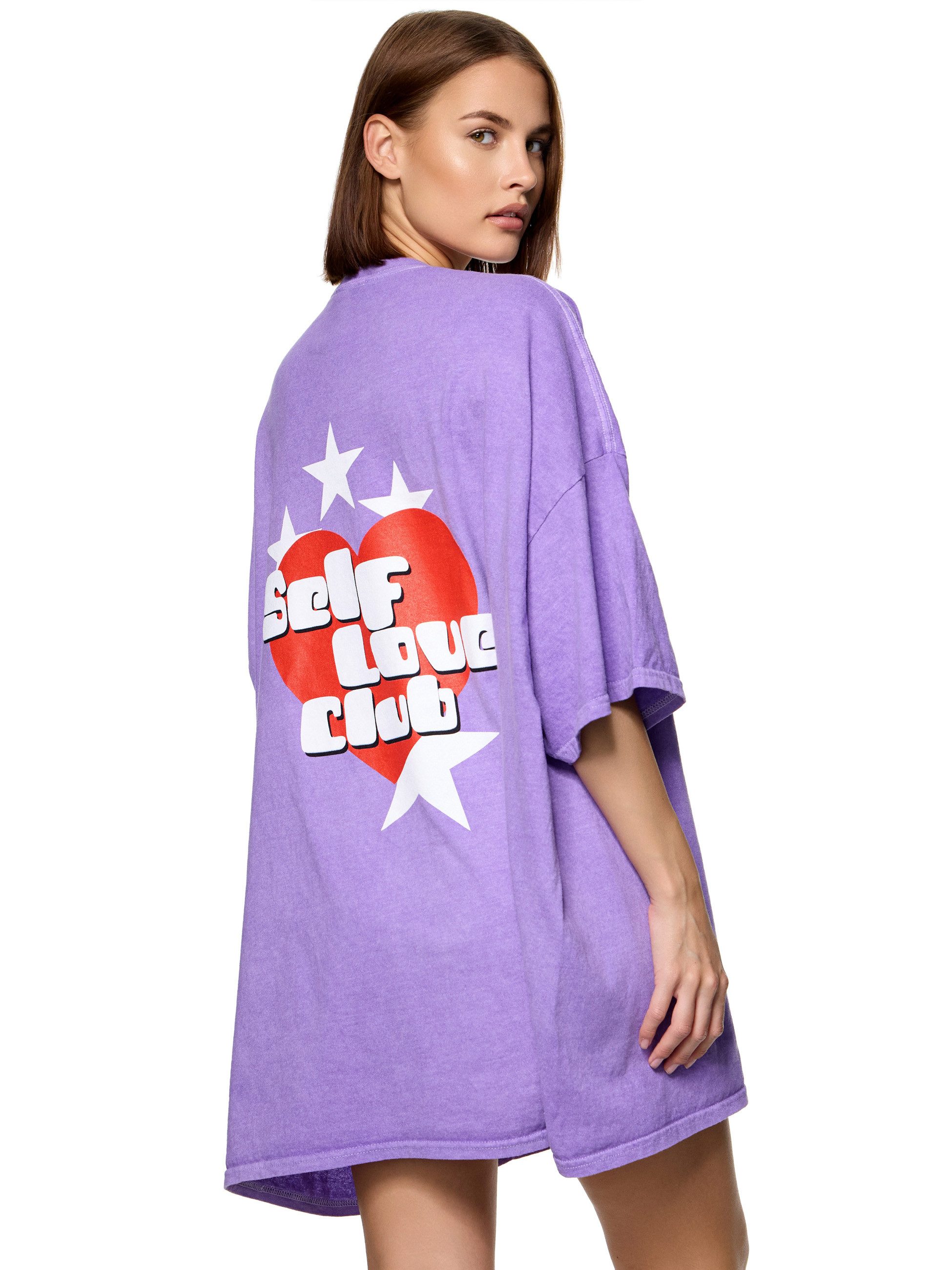 T-Shirt Worldclassca Oversized Print SELF LOVE CLUB T-Shirt lang Tee
