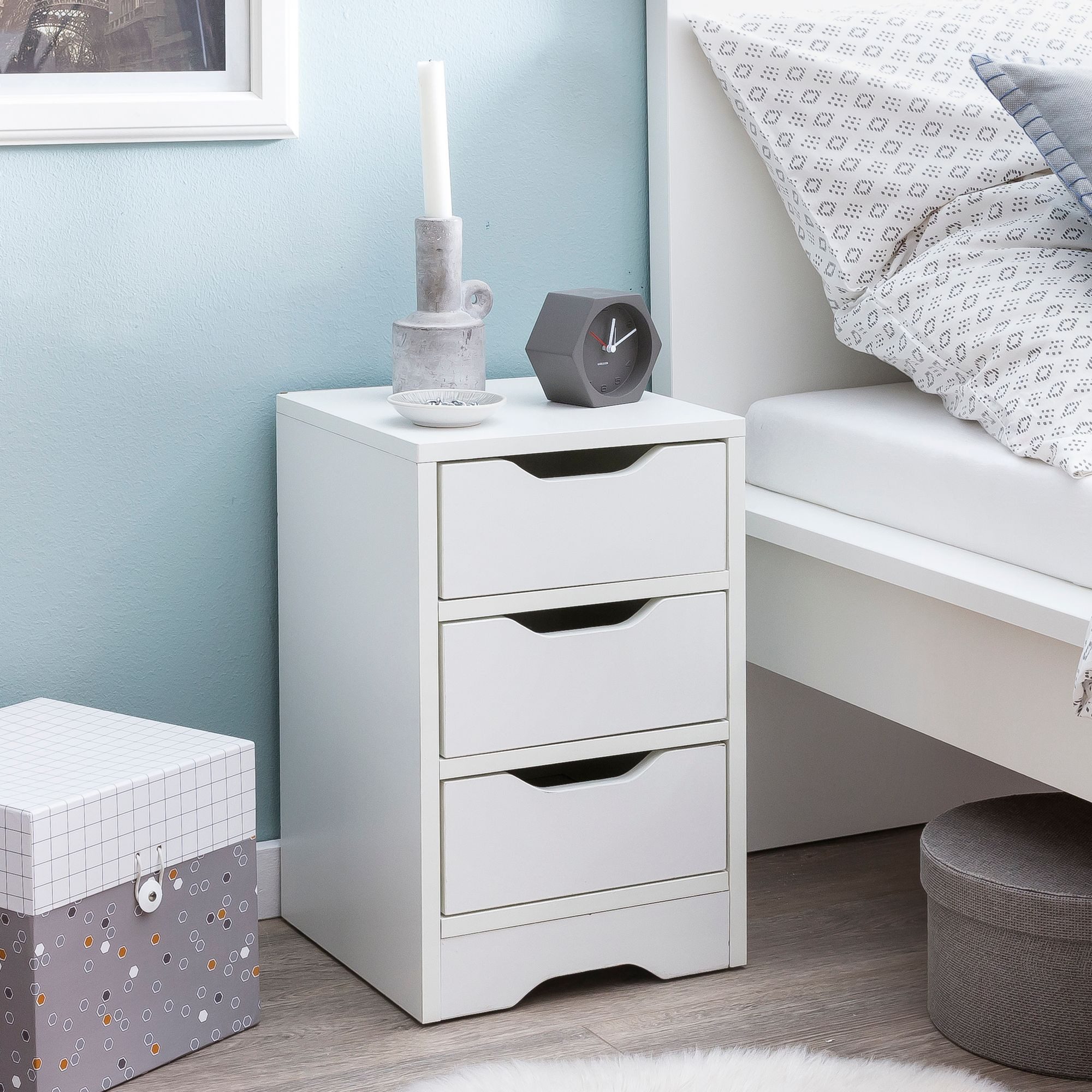 FINEBUY Nachtschrank SuVa13513_1 (31x49x31 cm, Weiß günstig online kaufen