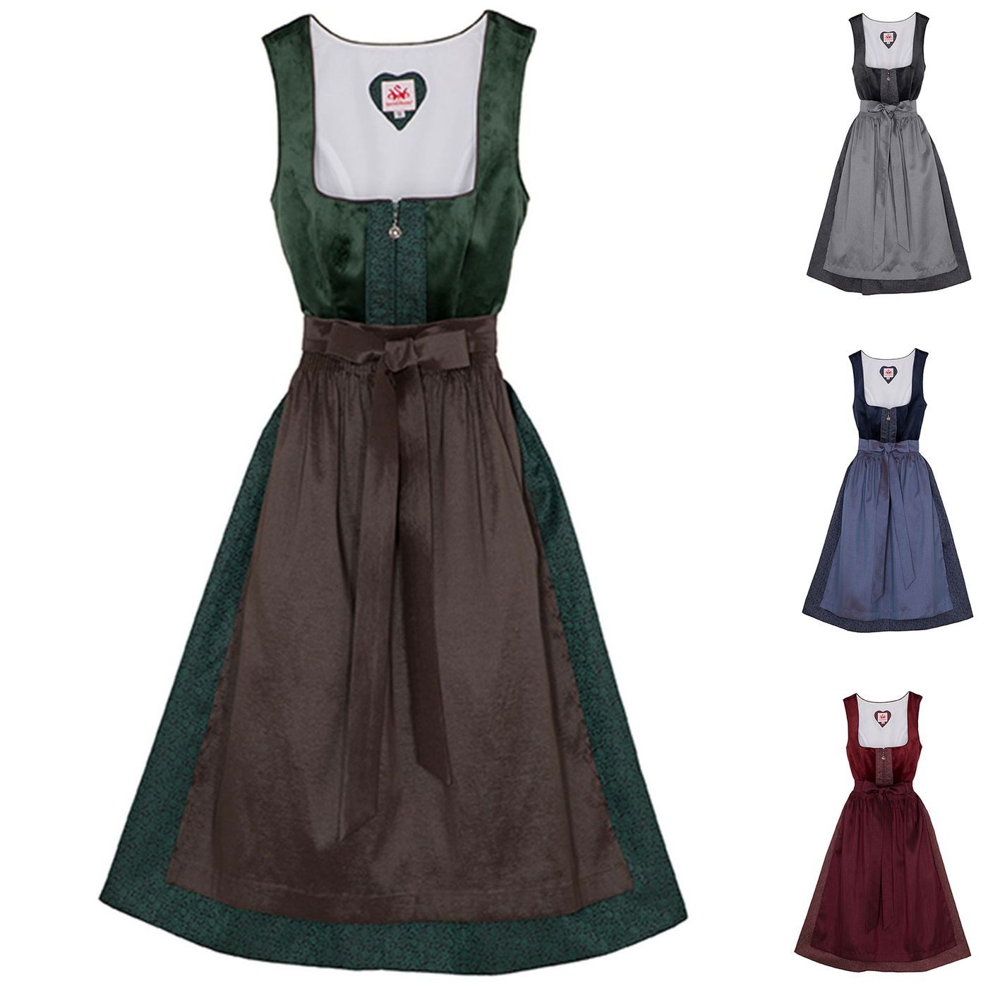 Spieth & Wensky Dirndl Buchsbaum Drindl Buchsbaum 2-teiliges Midi-Dirndl Kleid Dirndl Trachtenkleid kurz