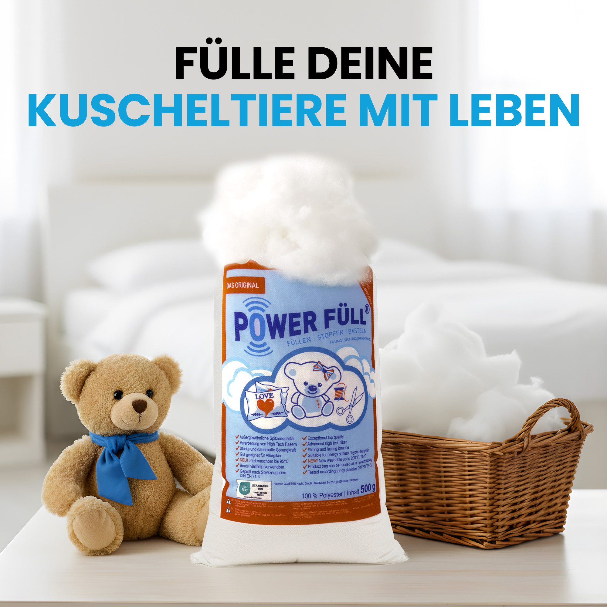 POWER FÜLL Kissenfüllung Power Füll Füllwatte 1000g