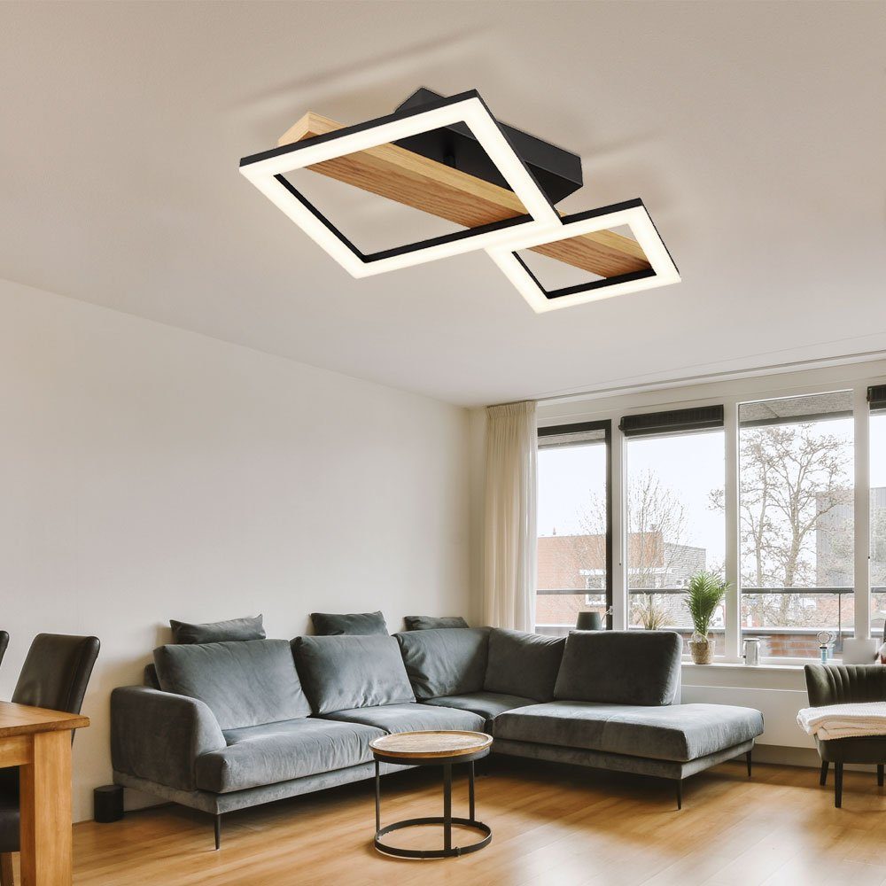Warmweiß, Deckenleuchte LED fest verbaut, LED-Leuchtmittel Globo Deckenlampe Designleuchte Wohnzimmerlampe LED Deckenleuchte, Holz