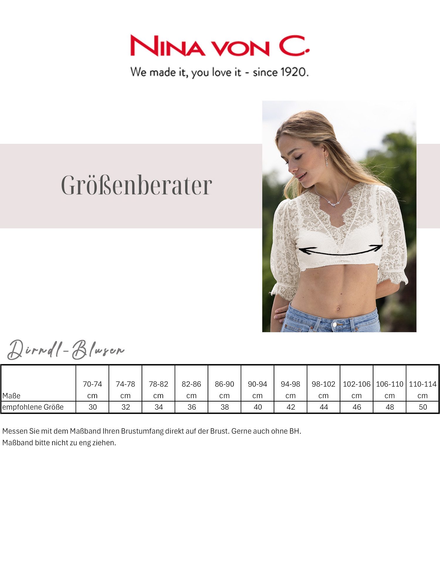 Nina Von C. Dirndlbluse Dirndlbluse halbarm Martina (Stück, 1-tlg) florales Muster rundum