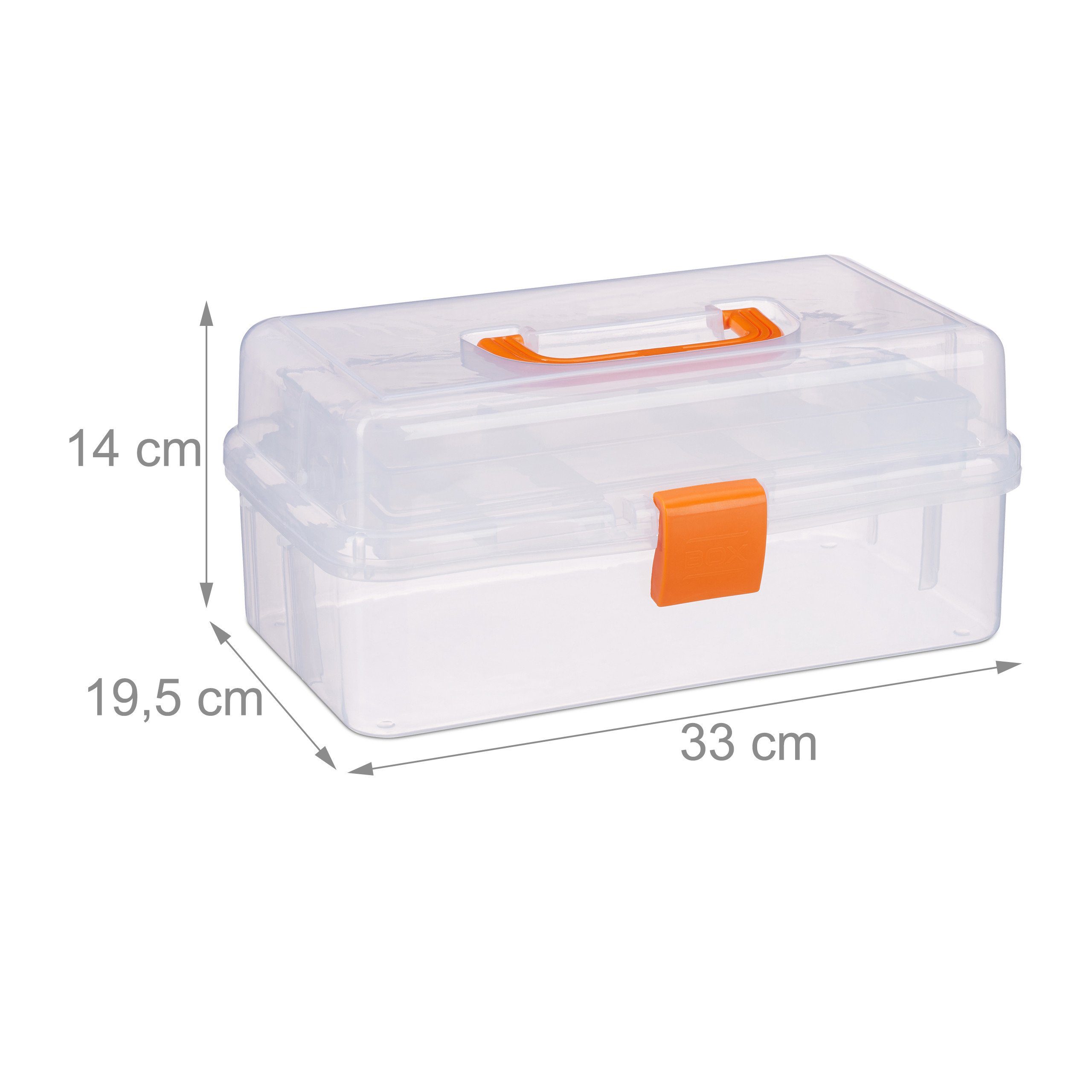 relaxdays Transparente Werkzeugbox x orange 1 Plastikbox