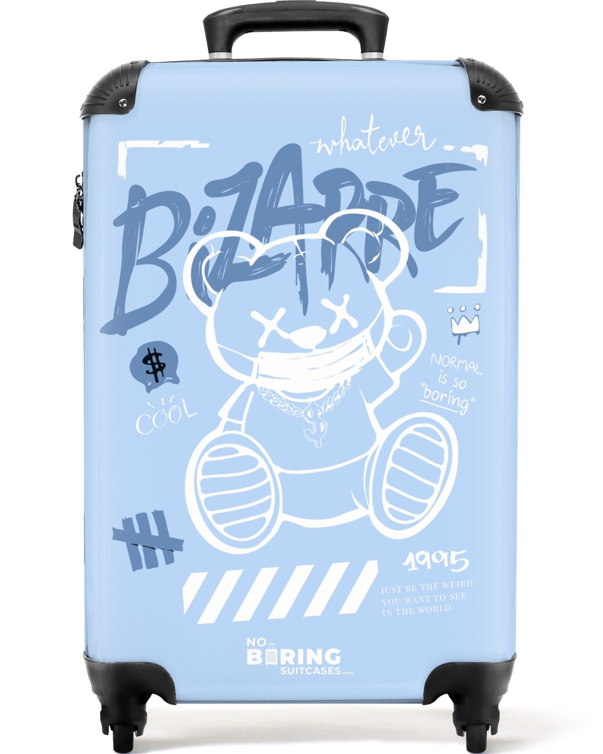 NoBoringSuitcases.com© Hartschalen-Trolley Street Art eines Teddybären günstig online kaufen