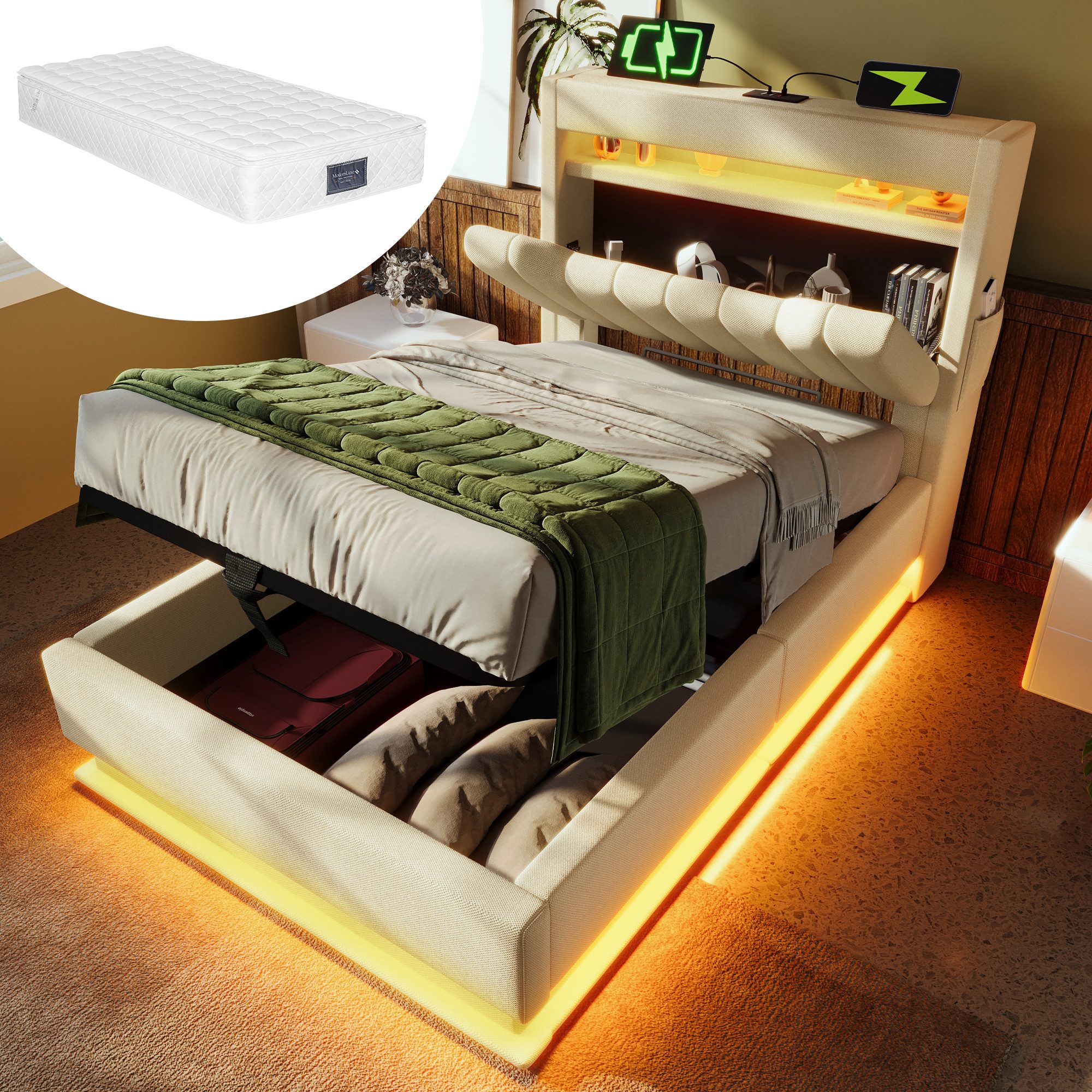 HAUSS SPOLE Polsterbett 90x200 mit USB- günstig online kaufen