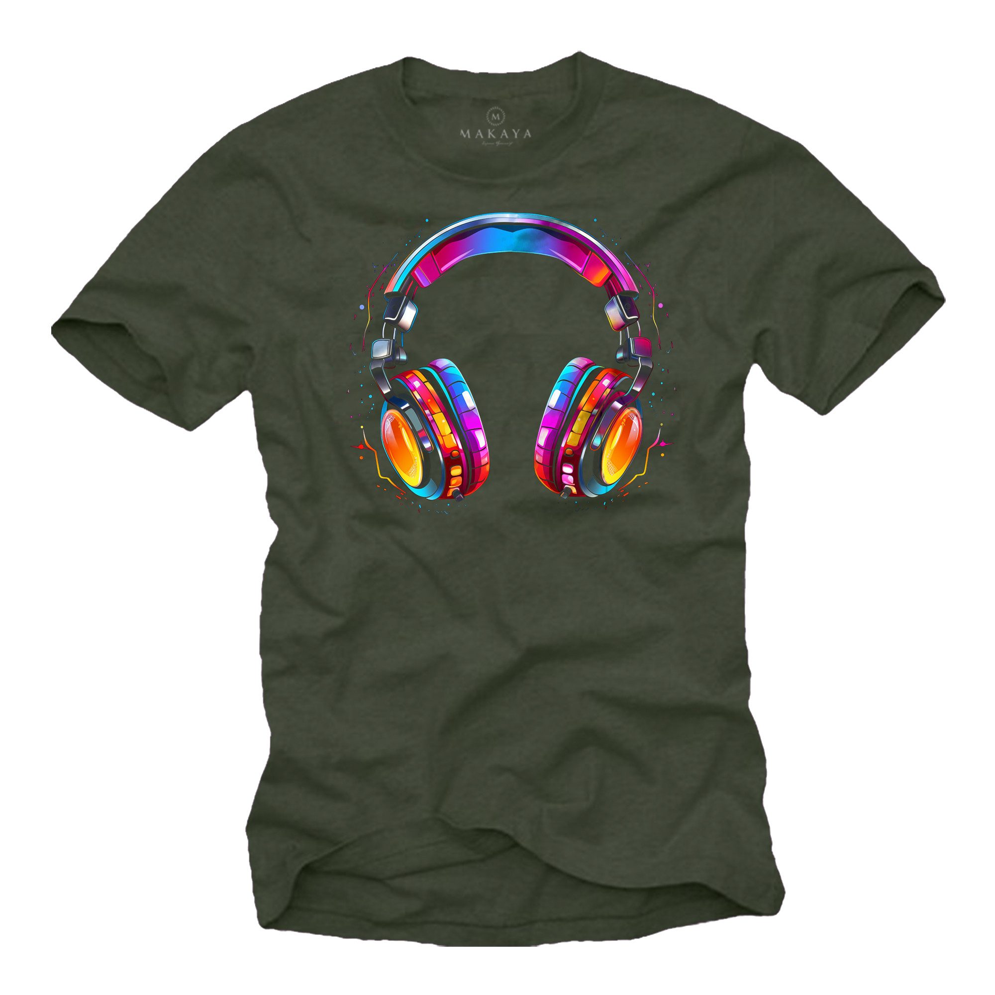 Print-Shirt mit Kopfhörer Motiv Jungen Kinder Herren Männer Musik Geschenke