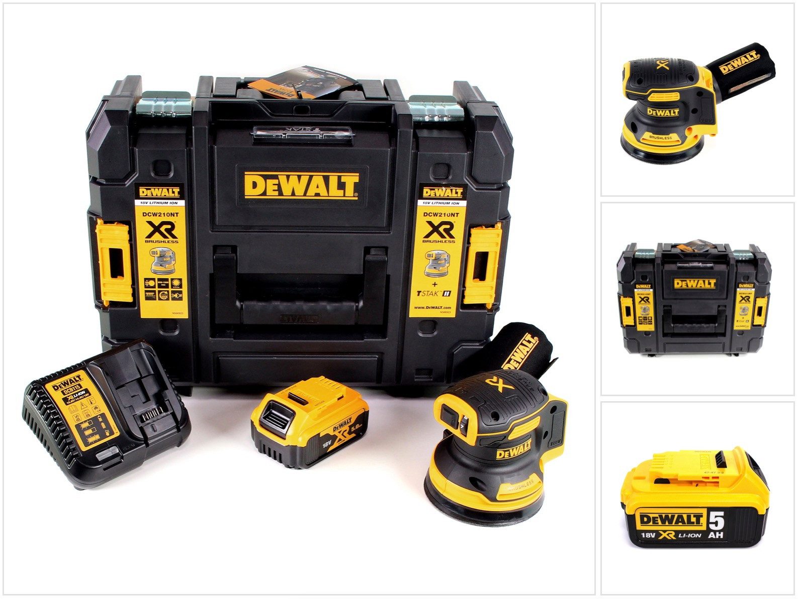 DeWalt Akku-Exzenterschleifer DCW 210 P1 Akku Exzenterschleifer 18V 125mm Brushless + 1x Akku 5,0Ah