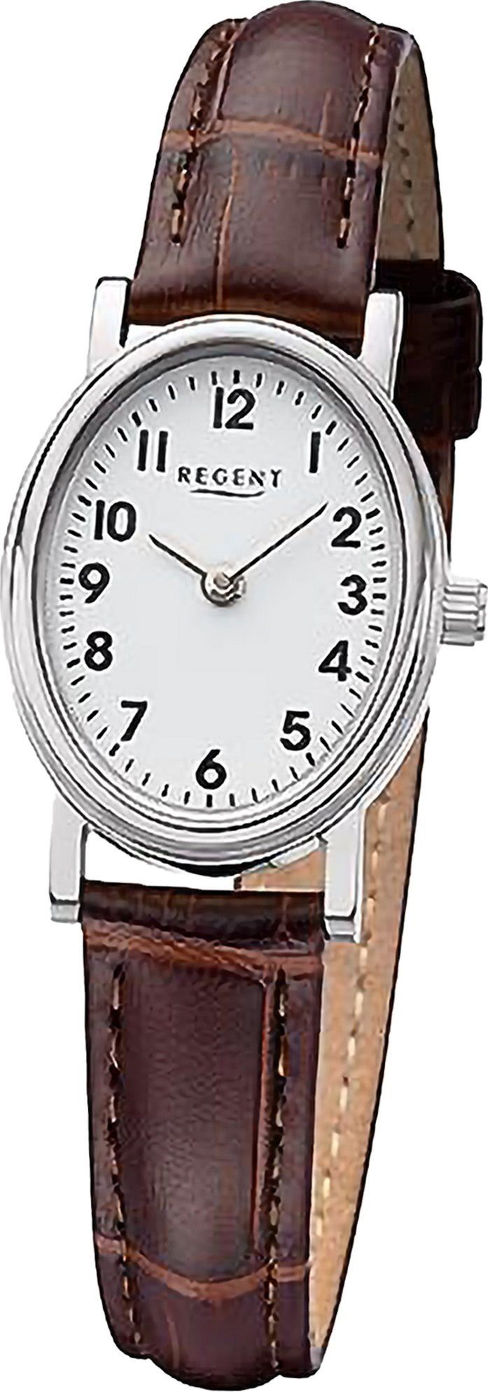Analog, (ca. groß Regent Damen Armbanduhr Quarzuhr Lederarmband rund, extra 28x32mm), Regent Damen Armbanduhr