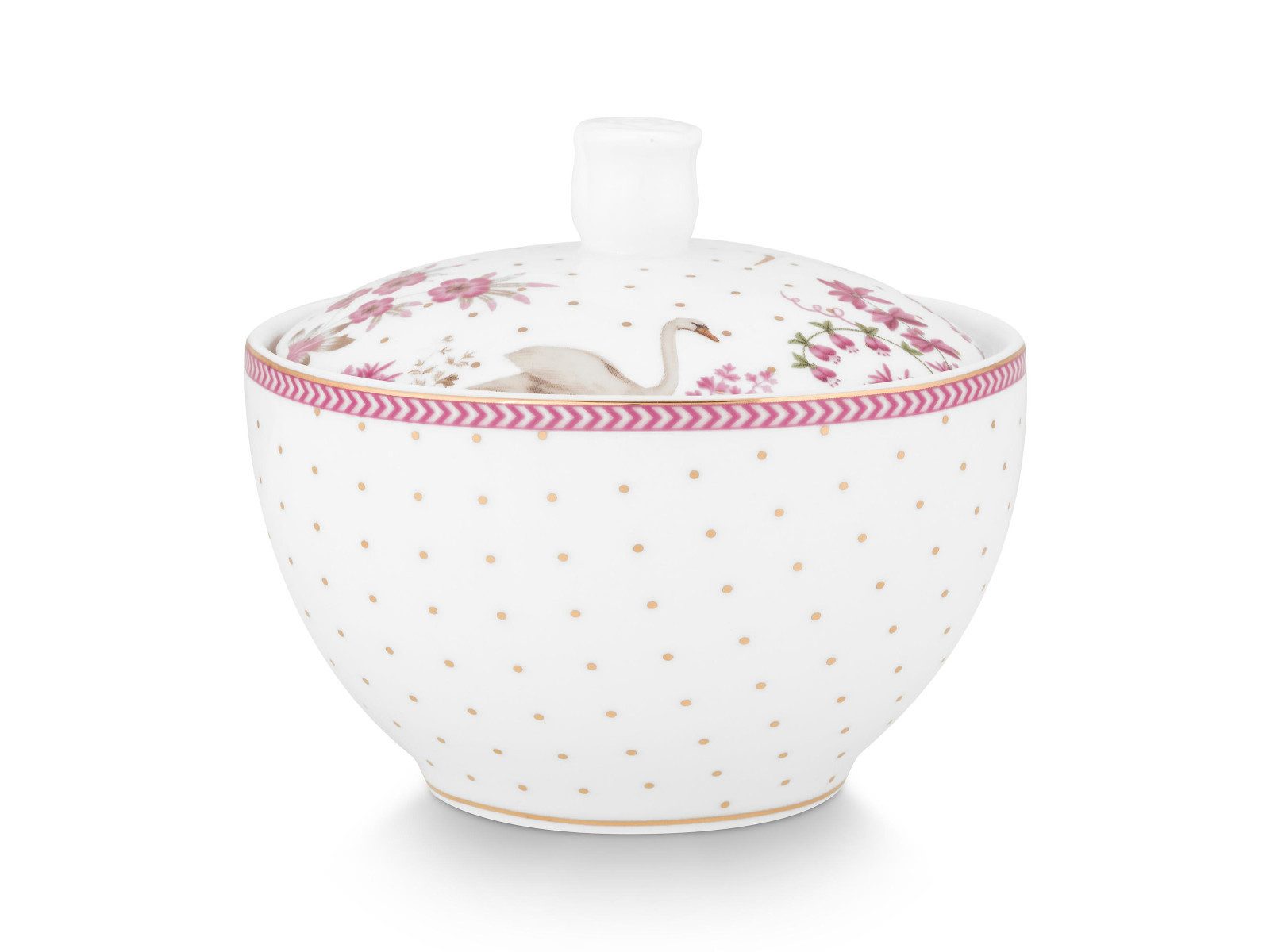 PiP Studio Zuckerdose Jolie Dots Gold Pink Zuckerdose 300ml, Porzellan