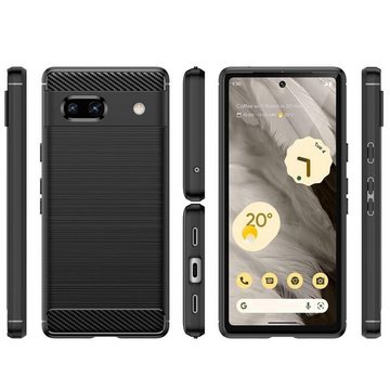 CoolGadget Handyhülle Carbon Handy Hülle für Google Pixel 7a 6,1 Zoll, robuste Telefonhülle Case Schutzhülle für Pixel 7a Hülle