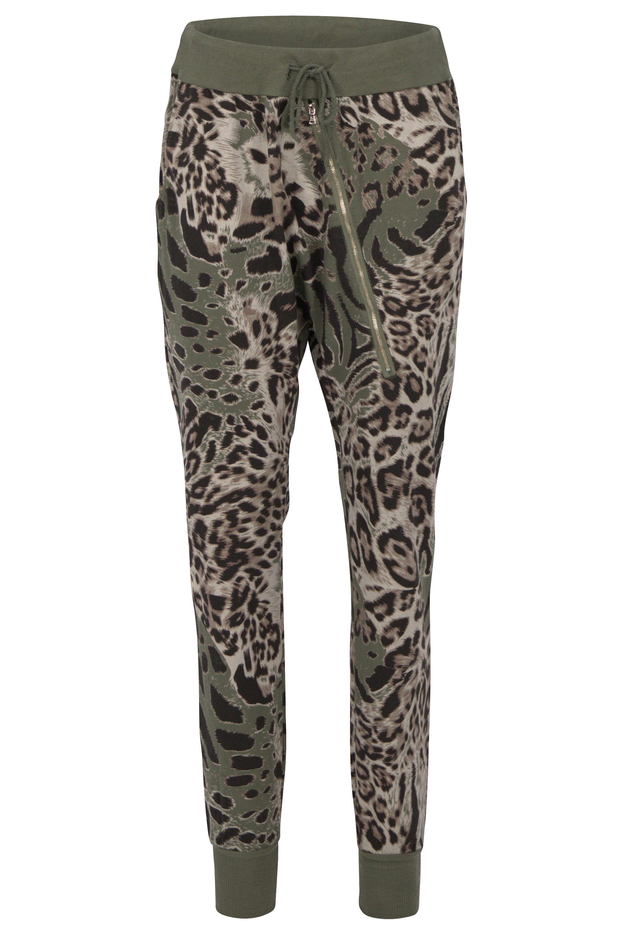 Sweathose malito Damen Sweatpants im Leo Design, Sporthose mit Reißverschluss