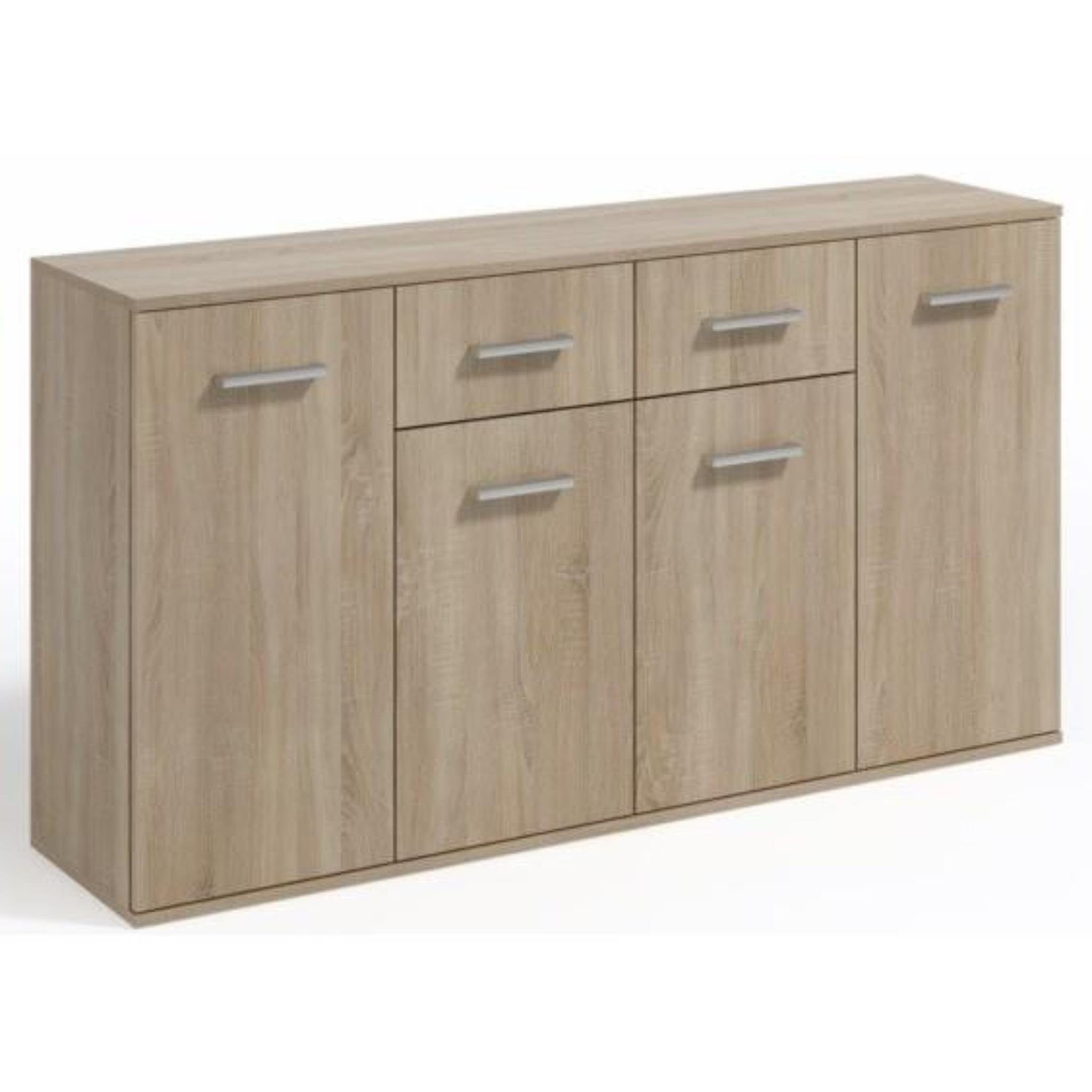 Beautysofa Kommode Jakob III (viertürig Sideboard im modernes Stil), 160 cm breit Kombikommode mit 2 Schubladen