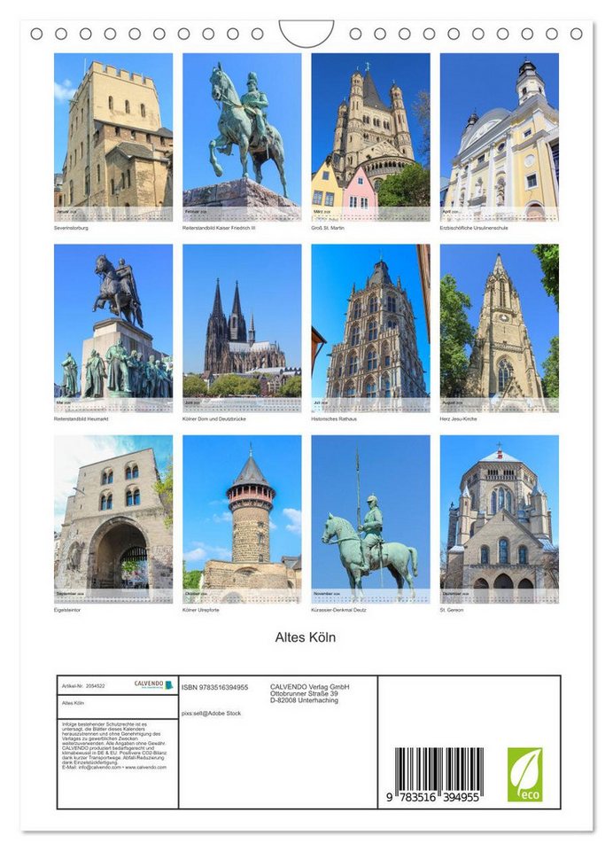 Thumbnail - CALVENDO Wandkalender Altes Köln (Wandkalender 2026 DIN A4 hoch), CALVENDO Monatskalender