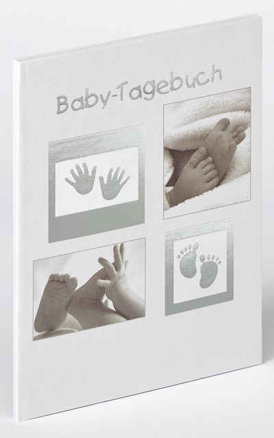 Walther Design Fotoalbum Babyalbenserie Little Foot, hochwertiger Einband mit Silberprägung