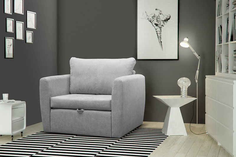Beautysofa Relaxsessel »KAMEL« (Modern 1-Sitzer Sofa, Wohnzimmersessel), mit Schlaffunktion, Bettkasten, Polstersessel