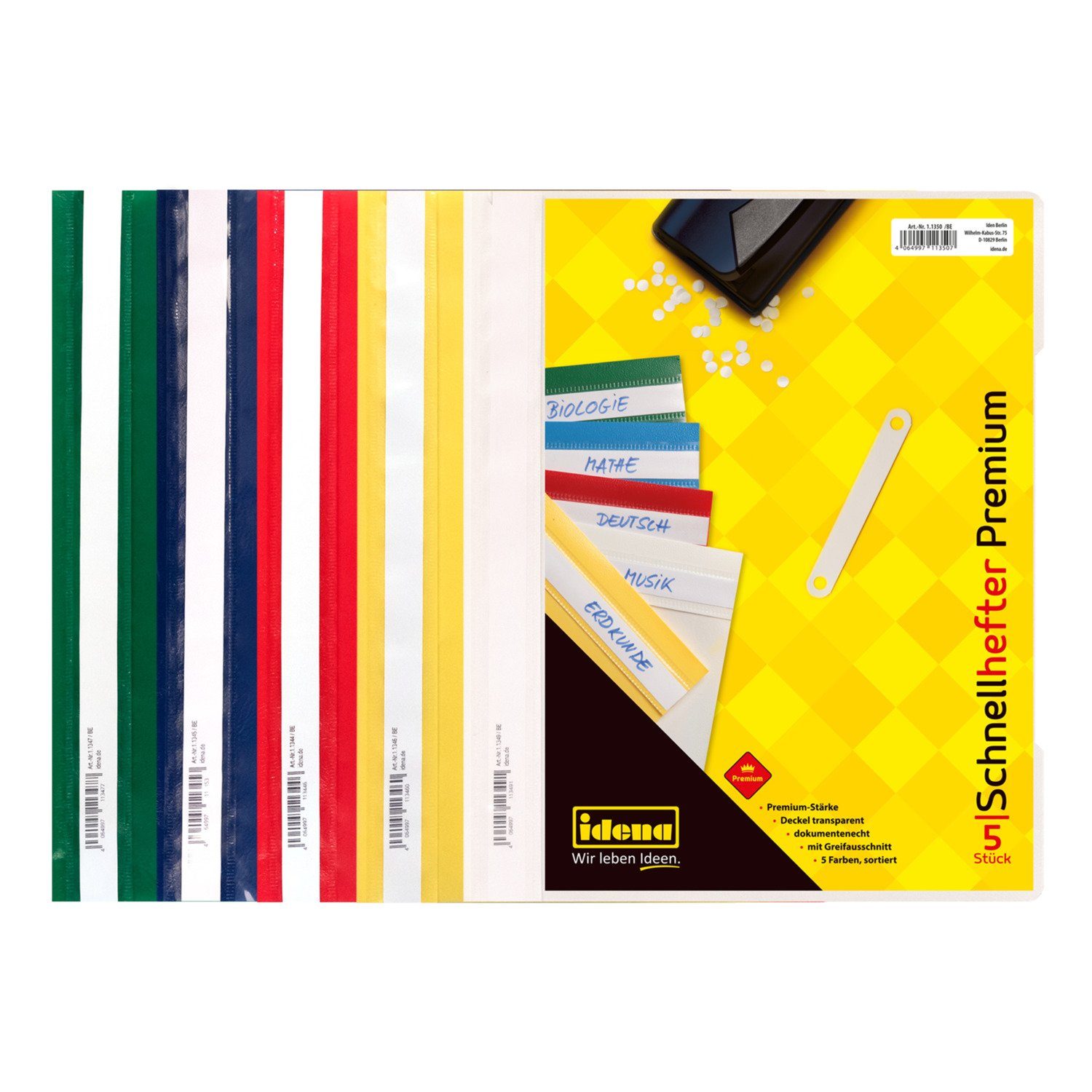 Idena Hefter Idena 11350 - Schnellhefter DIN A4, aus PP, Stärke 250 µ, 5er-Premium-