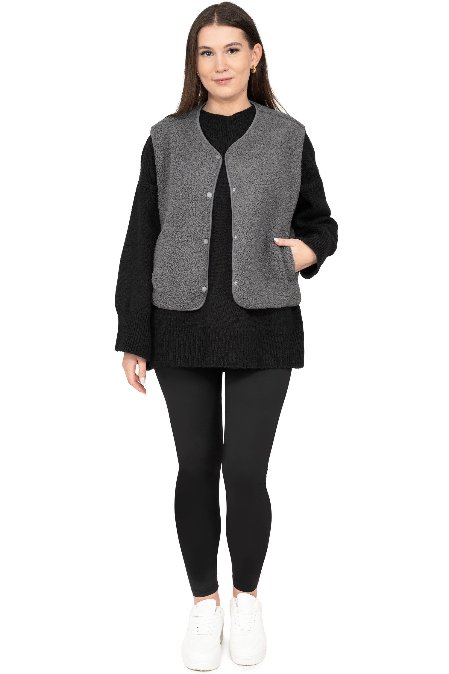 Reichstadt Plüschweste Damen Relaxed Fit Teddy Weste 25RSW098 (1-tlg) Modische ärmellose Jacke in angesagter Teddy-Optik – Bild 5 von 5