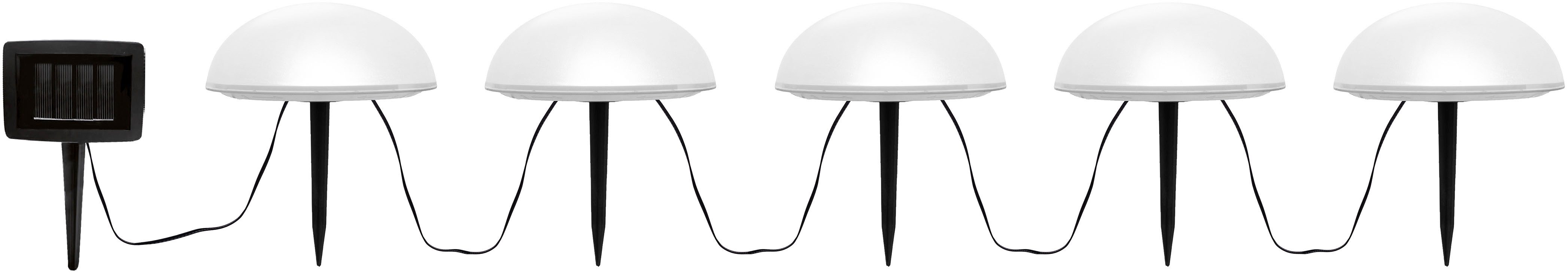 OTTO home LED Solarleuchte Primala, LED-Solar Gartensteckerr, 5er Set, halbkugeln, Tageslichtsensor, LED fest integriert, Warmweiß, mit Erdspießen