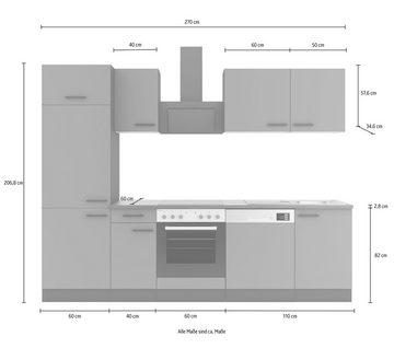 OPTIFIT Küche Bella, Breite 270 cm, wahlweise mit E-Geräten