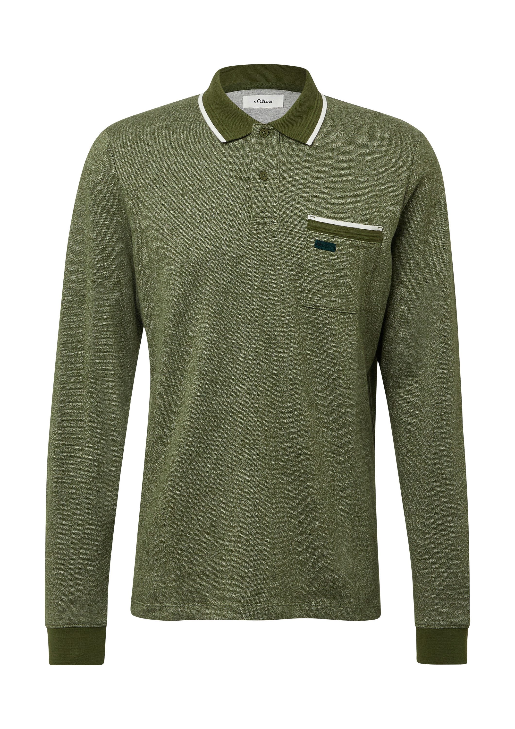 s.Oliver Langarmshirt Polo-Shirt Langarm-Polo mit Bündchen in Melange-Optik günstig online kaufen