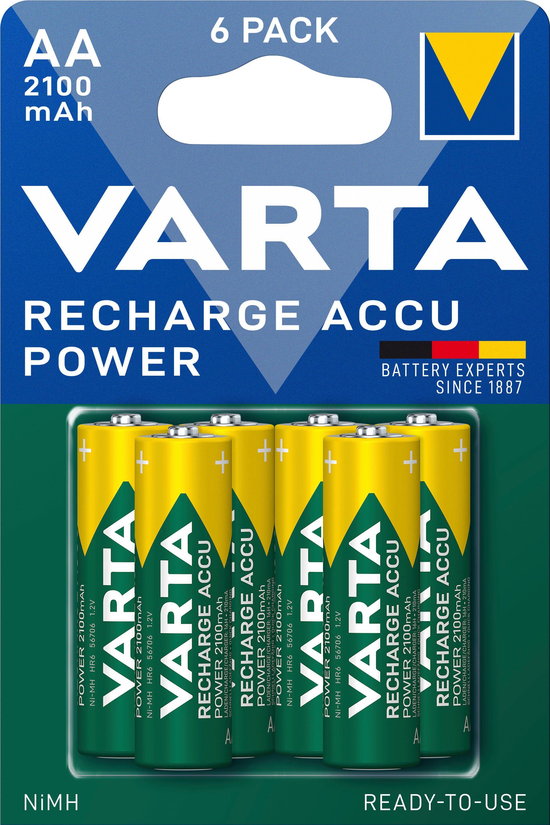 VARTA Recharge (6 2100 mAh St) mAh Mignon Recycled 2100 Accu AA Akkupacks AA