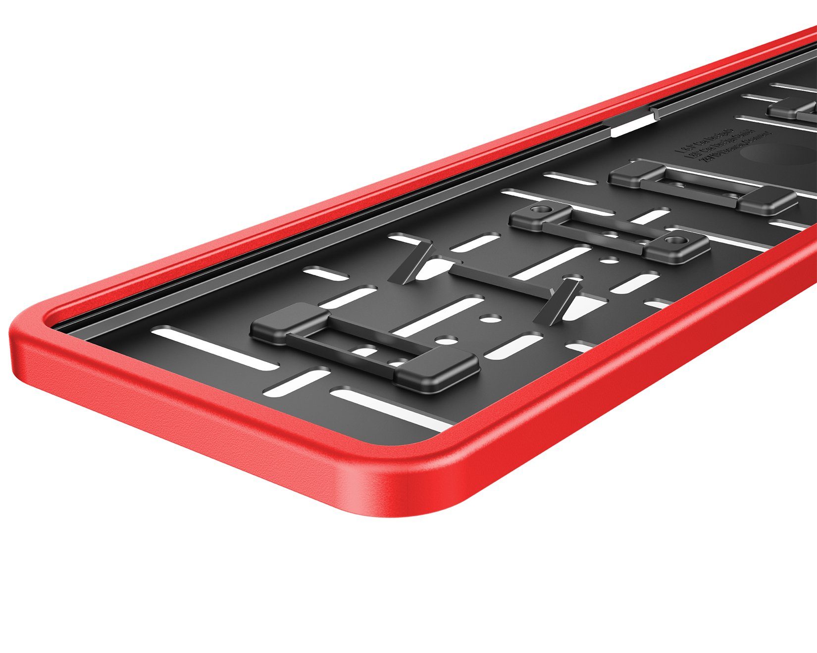 L & P Car Design Kennzeichenhalter für Auto mit umlaufendem Rahmen in Rot, (2 Stück)