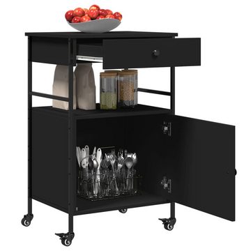 vidaXL Küchenwagen Küchenwagen Schwarz 56x43x89,5 cm Holzwerkstoff