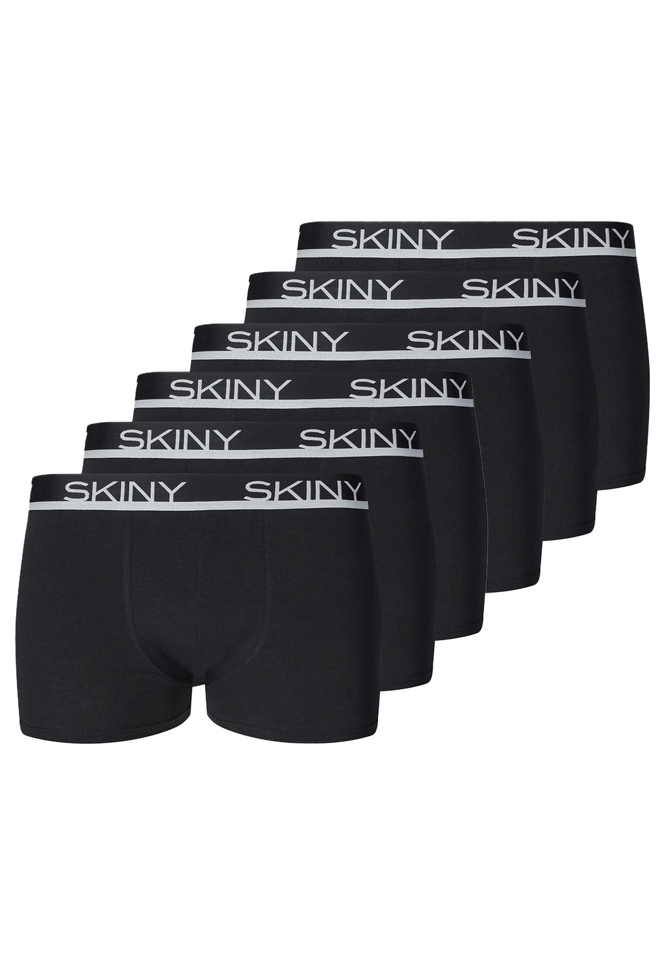Skiny Retro Boxer 6er Pack Cotton (Spar-Set, 6-St) Retro Short / Pant - Baumwolle - Ohne Eingriff - Körpernaher Schnitt Schwarz