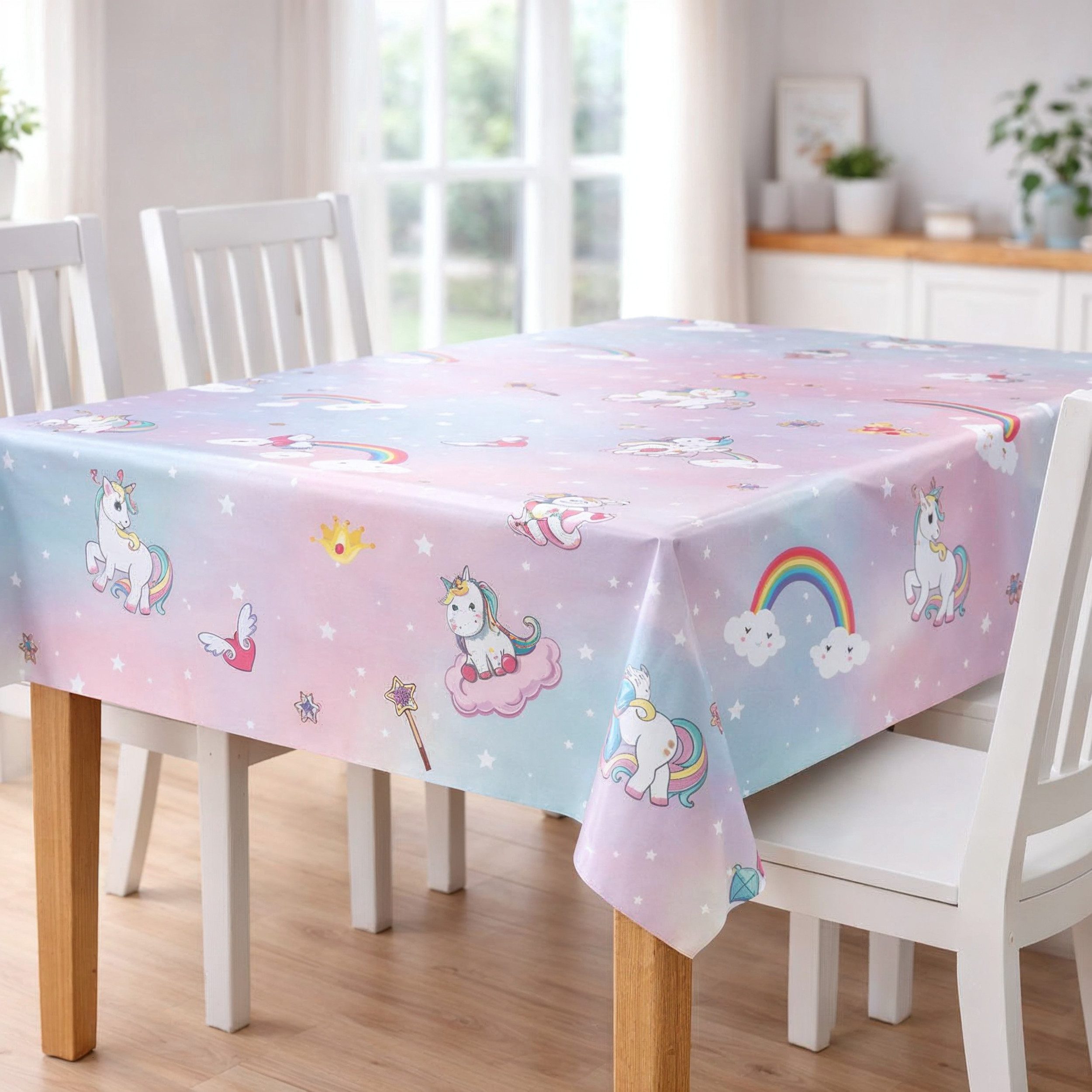 Melody Gartentischdecke Wachstuch Tischdecke Gartentischdecke Einhorn Kindermotiv abwaschbar, fleckenabweisend, abwischbar, wasserfest, fleckschutz