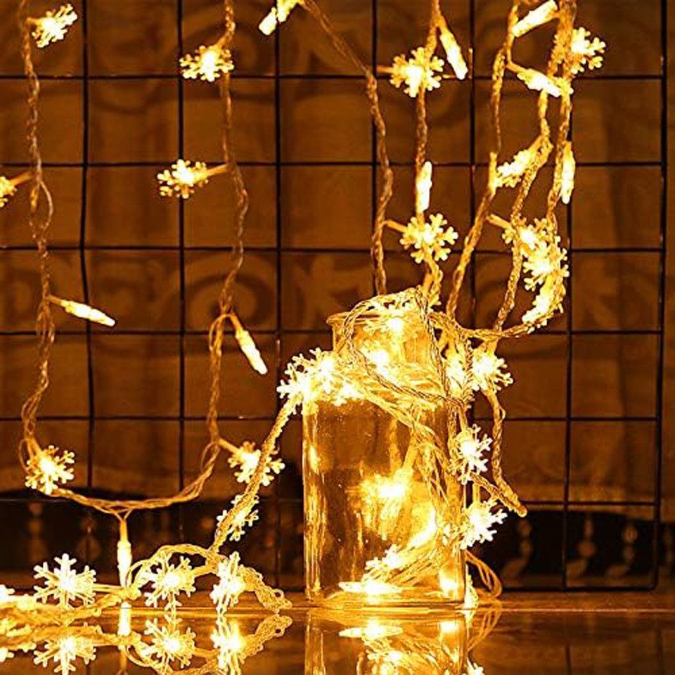 Bomiclss LED-Lichterkette 6M Schneeflocke Party Weihnachts Beleuchtung, für Weihnachtsbaum, 40-flammig, Wasserdicht – Bild 4 von 5