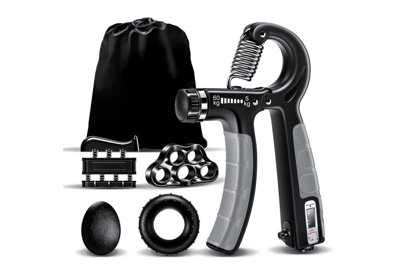 Keyura Handmuskeltrainer Handmuskeltrainer Handtrainer Unterarmtrainer,Griffkraft Trainer(5-St) (Für Sportler und Wiederherstellung der Hand, Einstellbarer Widerstand, Einstellbarer Widerstand 10-60kg,Fingertrainer, Griffkraft Trainer Set), Verbesserte Kr