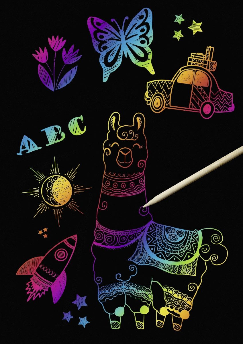 Ursus - Ludwig Bähr Bastelfilz Magische Kratzelbögen A4 VE=10 Blatt mit Bambus-Stick