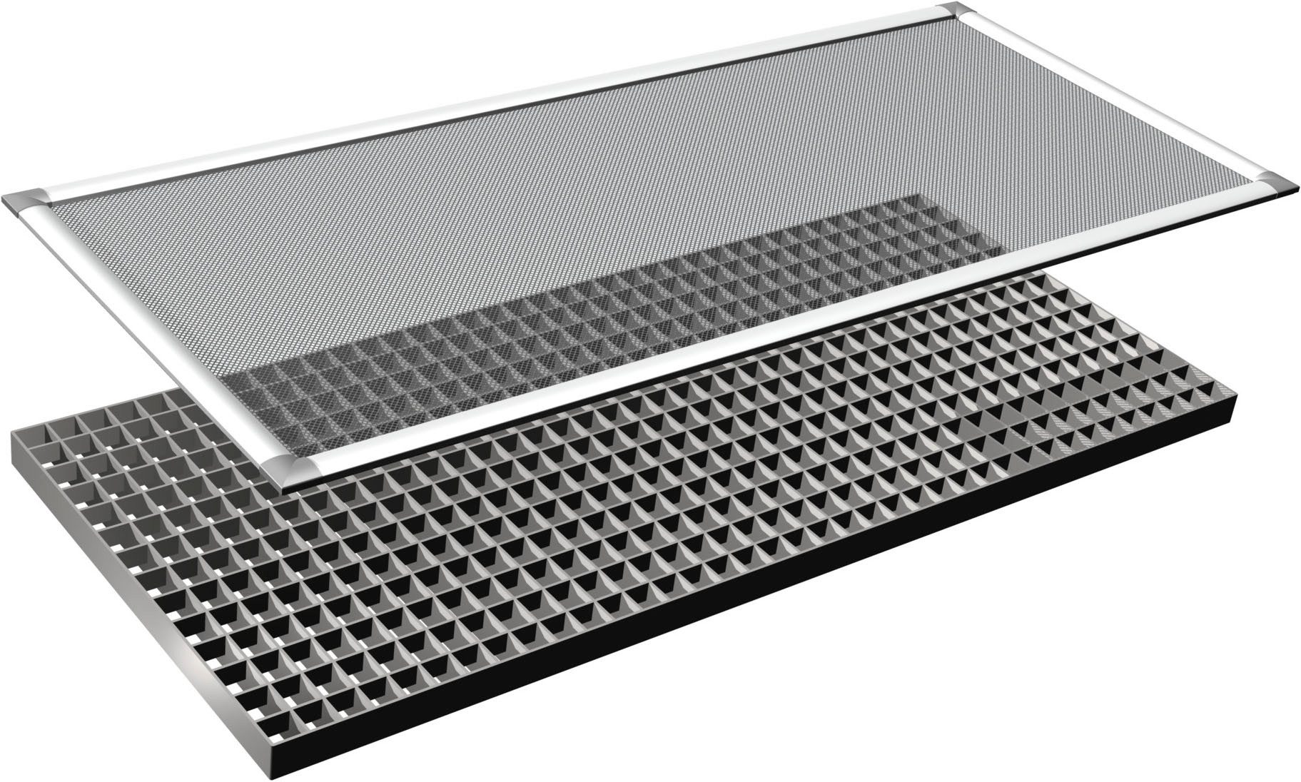 Windhager Lichtschachtabdeckung zuverlässiger Schutz vor Laub, Schädlingen, Kellerschacht Abdeckung, (1-St), individuell kürzbar, Rahmen und Gewebe aus Aluminium, 44 x 106 cm