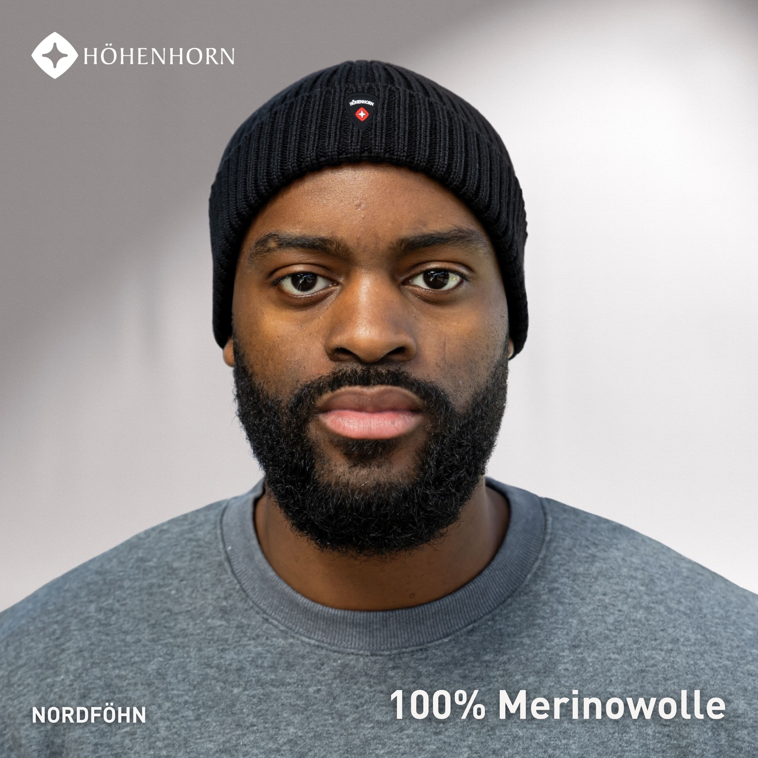 Höhenhorn Strickmütze Nordföhn Knitted Beanie Merinowolle Herren Damen Unisex Wintermütze Einheitsgröße, warm, weich, schnelltrockned
