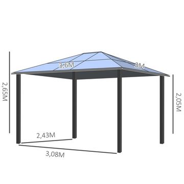 Outsunny Pavillon Pavillon, mit 4 Seitenteilen, (Set, Pavillon mit PC-Dach; - 8 x Heringe), BxT: 360x300 cm