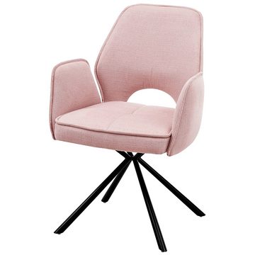 Lomadox Stuhl AMSTERDAM-119, Esszimmerstuhl Stuhl Esszimmer rosa Gestell drehbar schwarz 61x86x61cm
