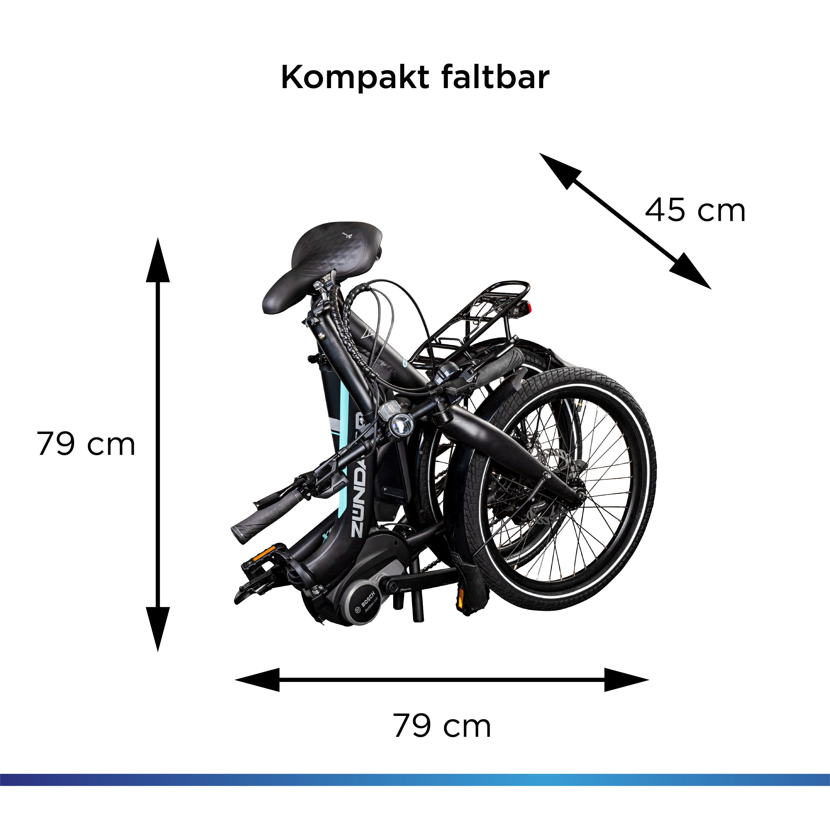 Zündapp E-Bike Folding Bike X100, 9-speed Shimano Sora derailleur, mid-drive motor, 400 Wh battery, pedelec, electric bicycle for men and women
