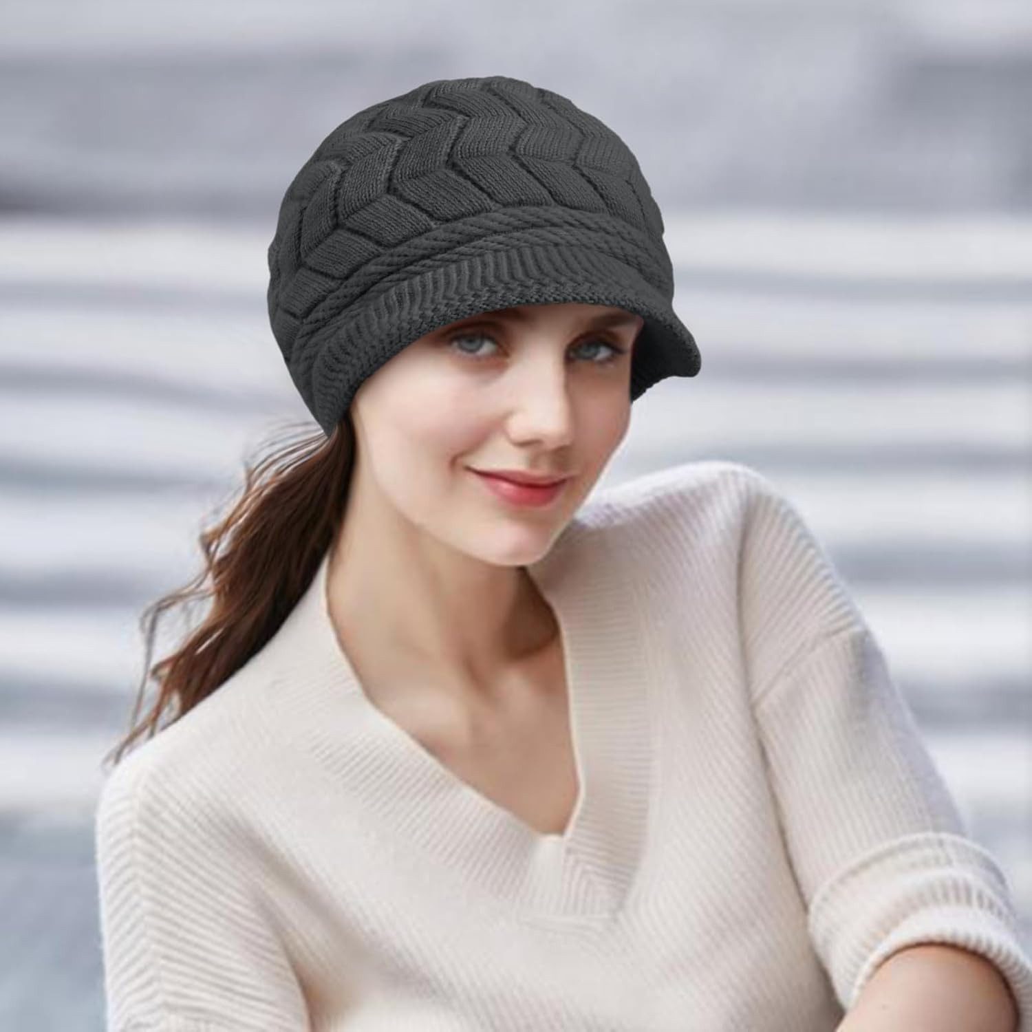 Coonoor Strickmütze Damen Wintermütze aus dickem, Warm gefütterte Strickmüt günstig online kaufen