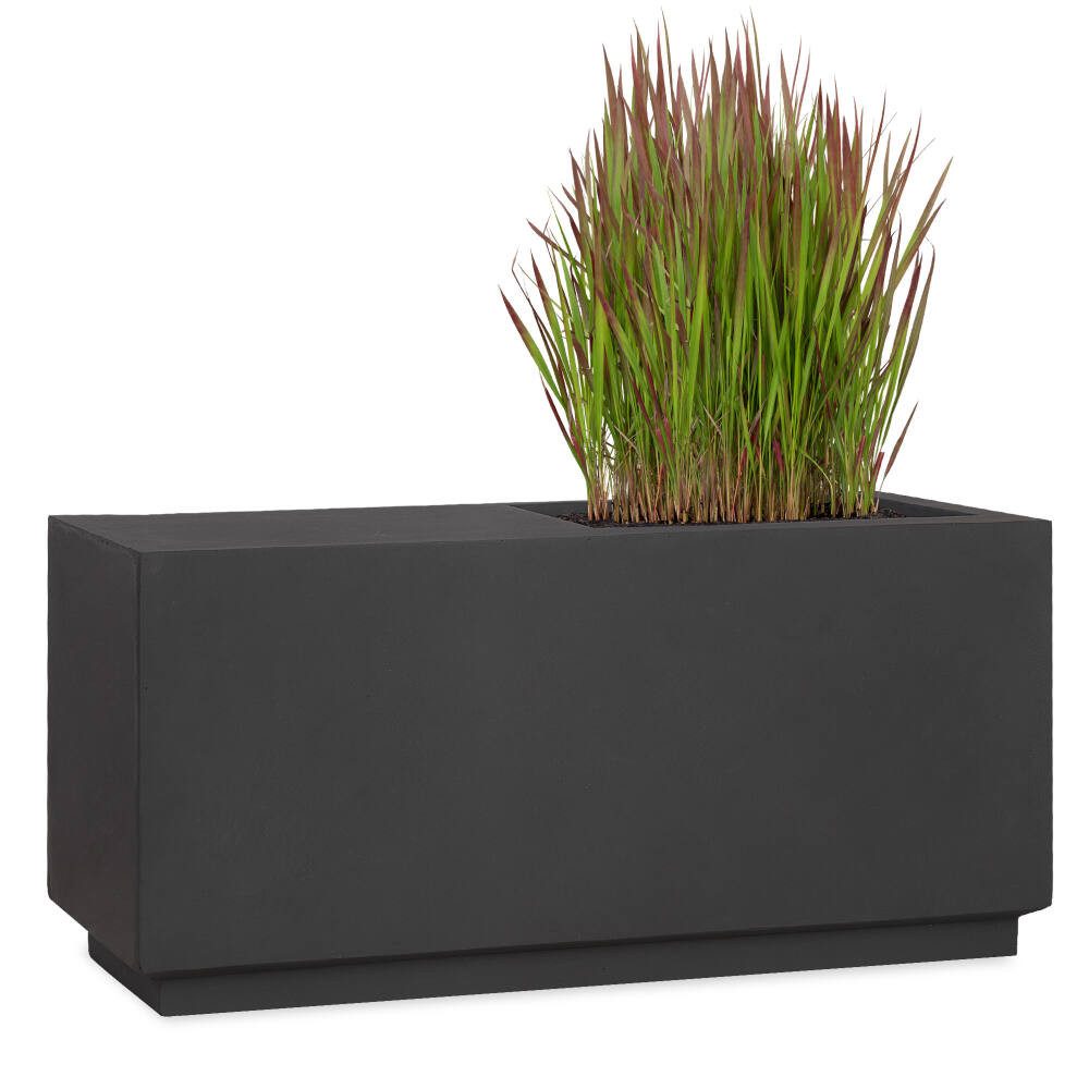 Pflanzwerk® Pflanzkübel RELAX Premium Fiberglas Blumenkübel Gartenbank mit Lotus-Effekt, Fiberglas - Handgefertigt - Rechteckig - Frostbeständig