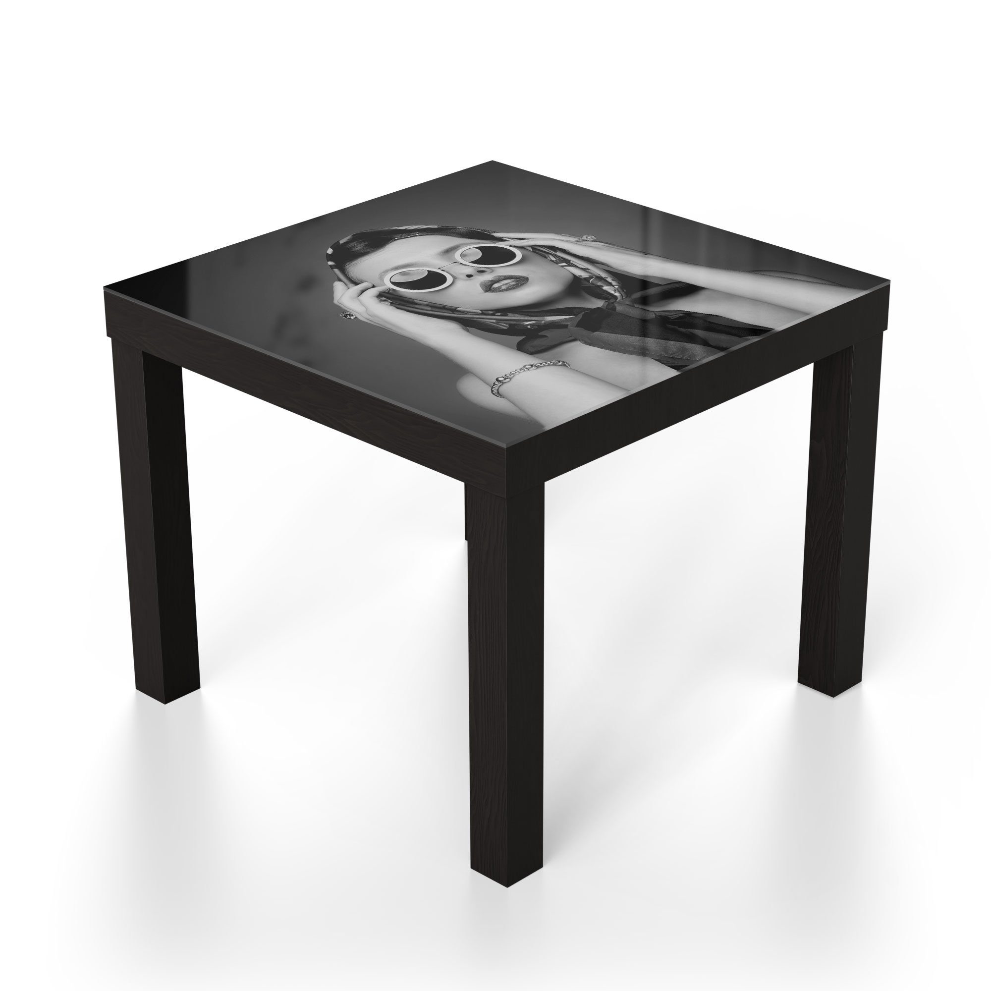 DEQORI Couchtisch 'Junge Glas Beistelltisch Glastisch Schwarz Retro-Stil', im Frau modern