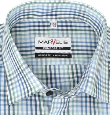 MARVELIS Businesshemd Businesshemd - Comfort Fit - Langarm - Kariert - Grün/Blau/Weiß
