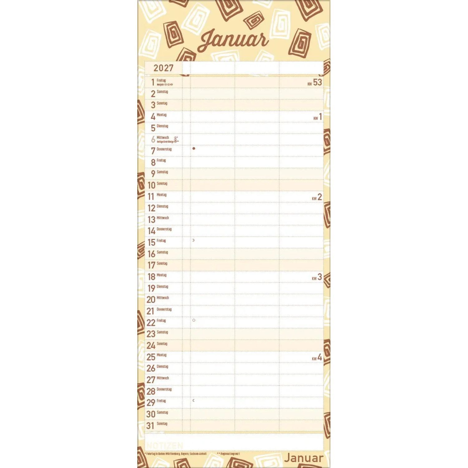 Korsch Verlag Wandkalender Premium Familientimer Tag für Tag 2027