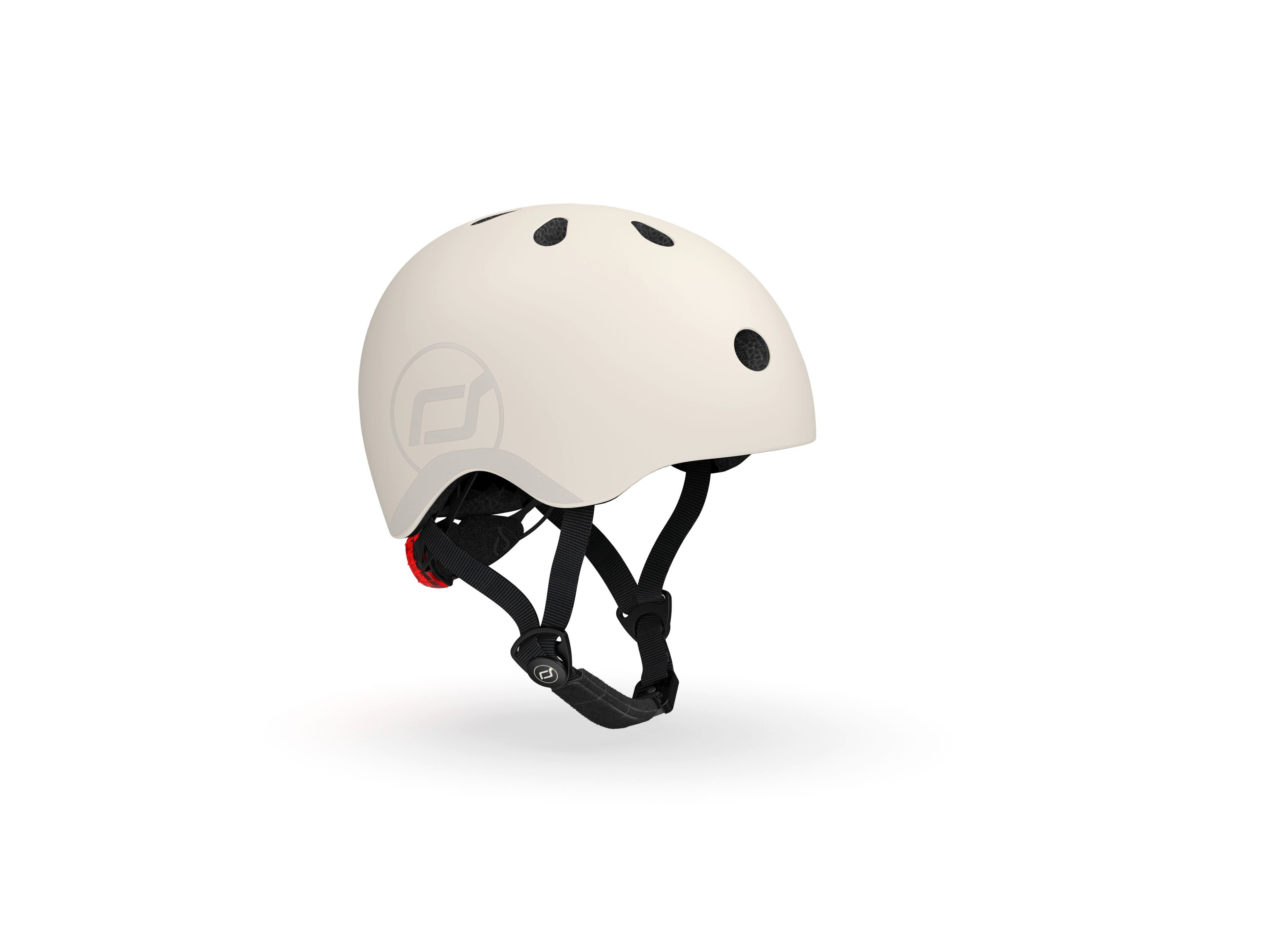 Scoot and Ride Kinderhelm S Ash, Schutzhelm mit LED Licht, 51 - 55 cm Fahrradhelm