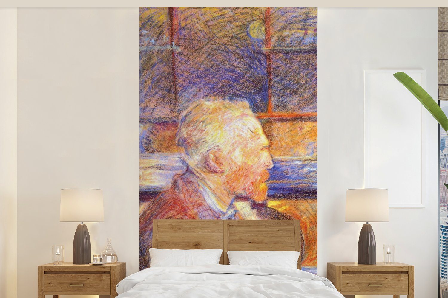 MuchoWow Fototapete Porträt von Henri de Toulouse-Lautrec - Vincent van Gogh, Matt, bedruckt, (2 St), Vliestapete für Wohnzimmer Schlafzimmer Küche, Fototapete