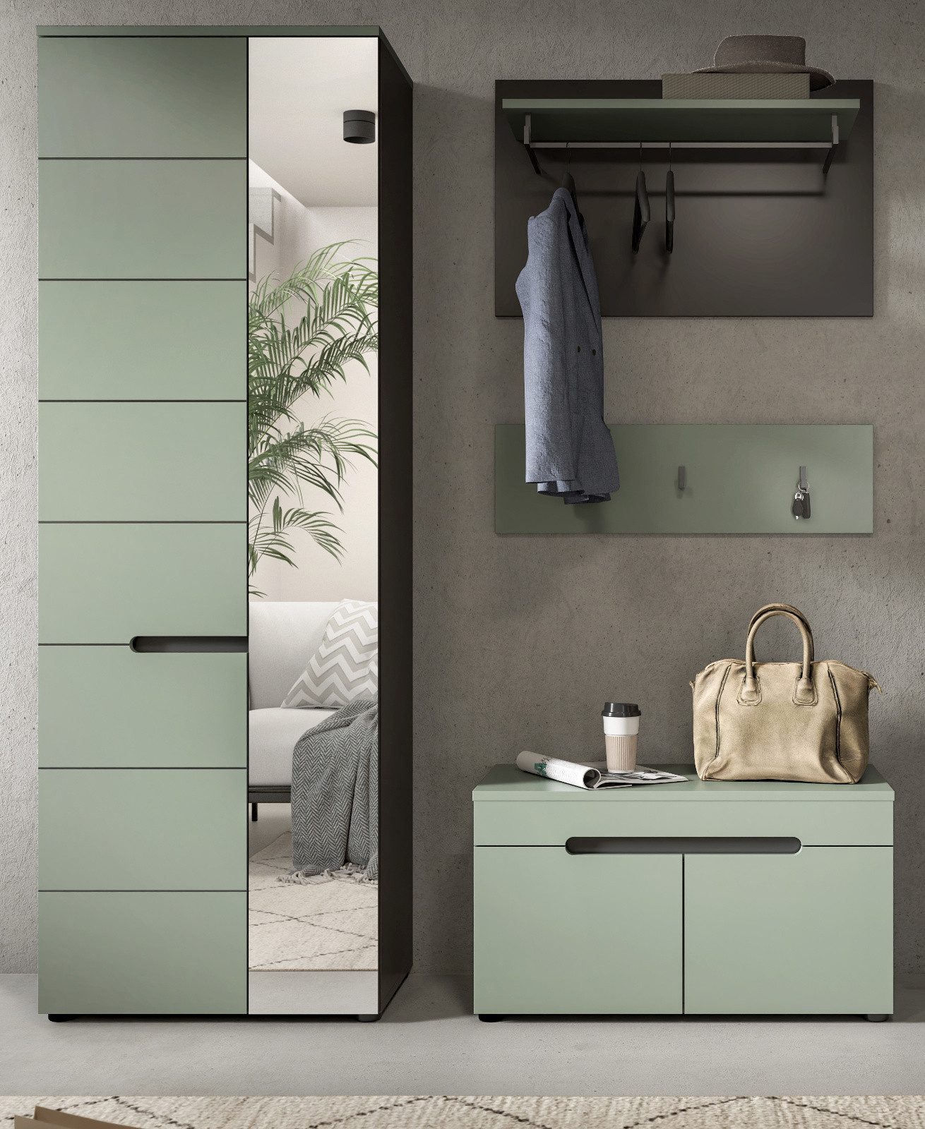 Inn.Furn Garderoben-Set Cooper, (Flurgarderobe in Salbei günstig online kaufen