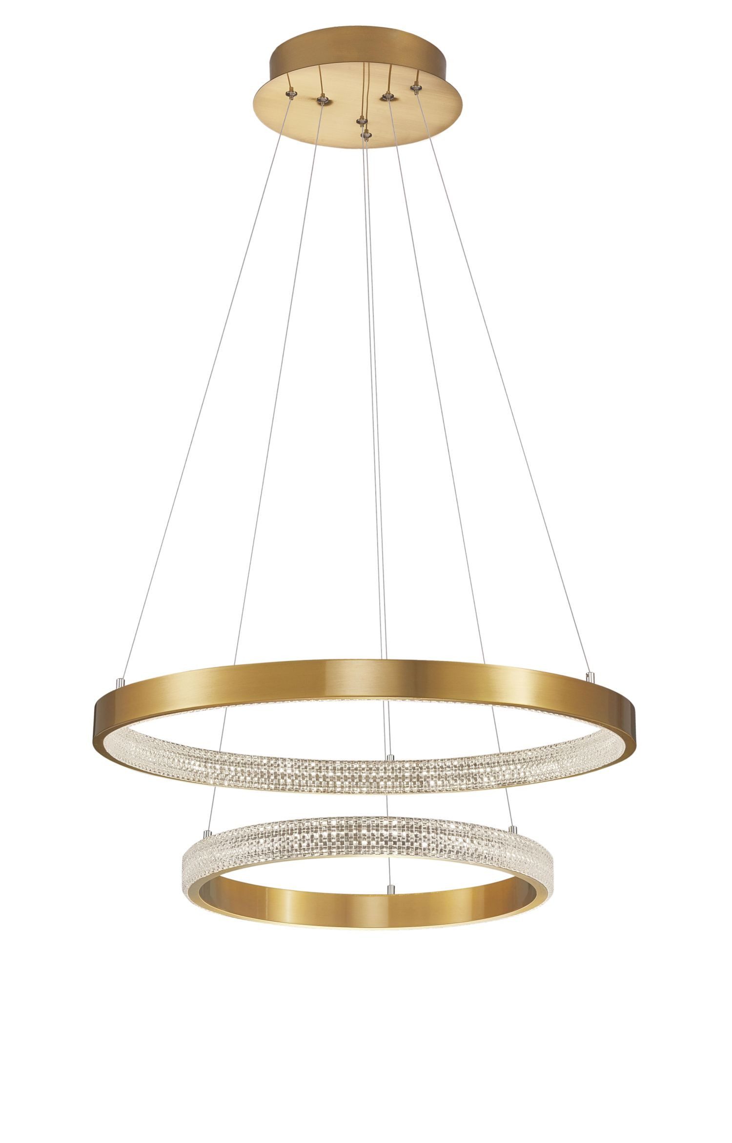 Licht-Erlebnisse Kronleuchter PARLEY, LED fest integriert, Warmweiß, LED Hängelampe höhenverstellbar in Antik Gold Ring warmweiß 3000 K