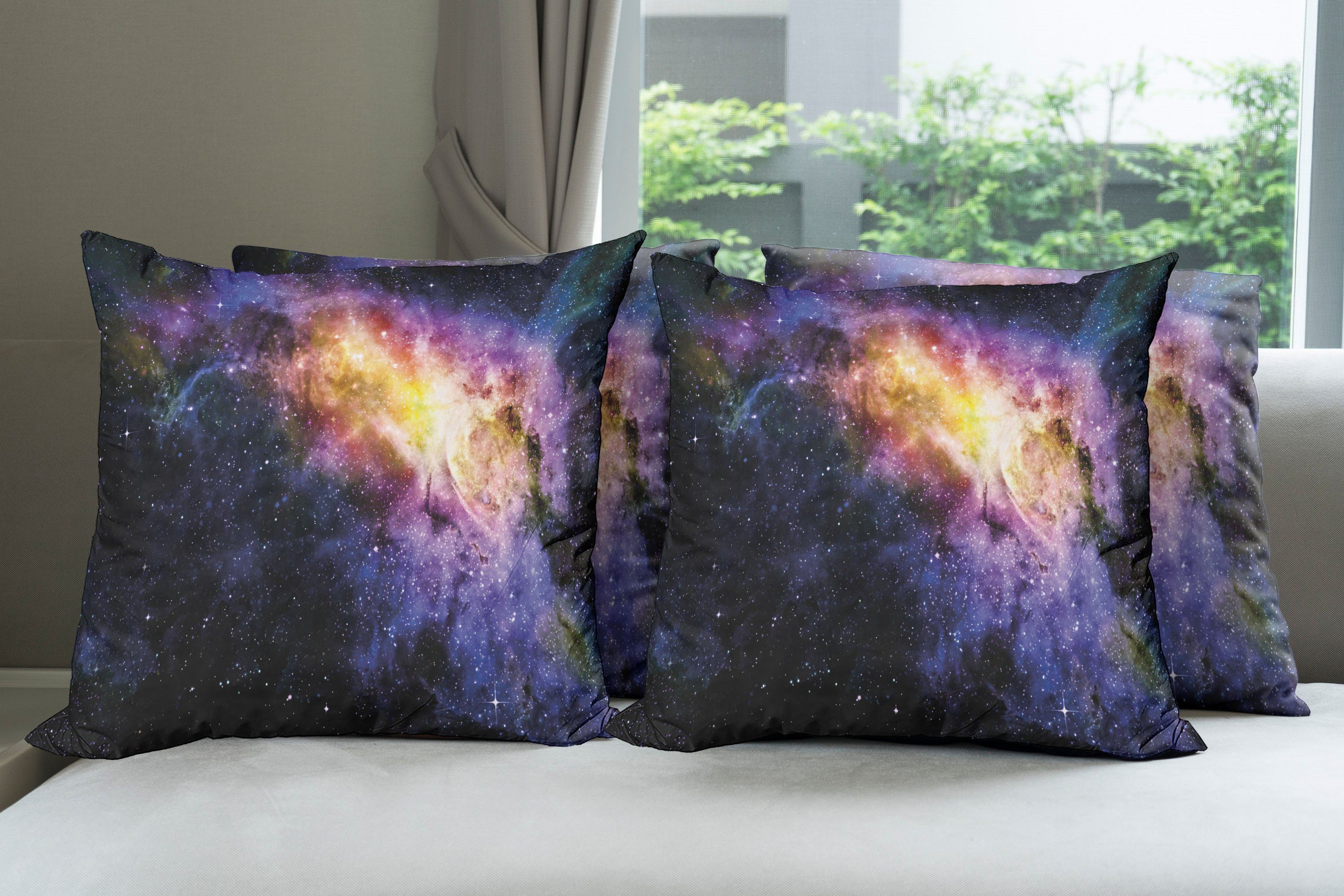 (4 Abakuhaus Stück), Accent Sterne Galaxis Modern Digitaldruck, Nebula Kissenbezüge Doppelseitiger Verführerische